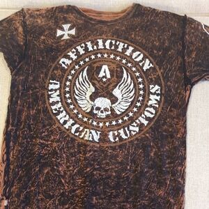 Affliction Men's Distressed Brown Graphic Tee